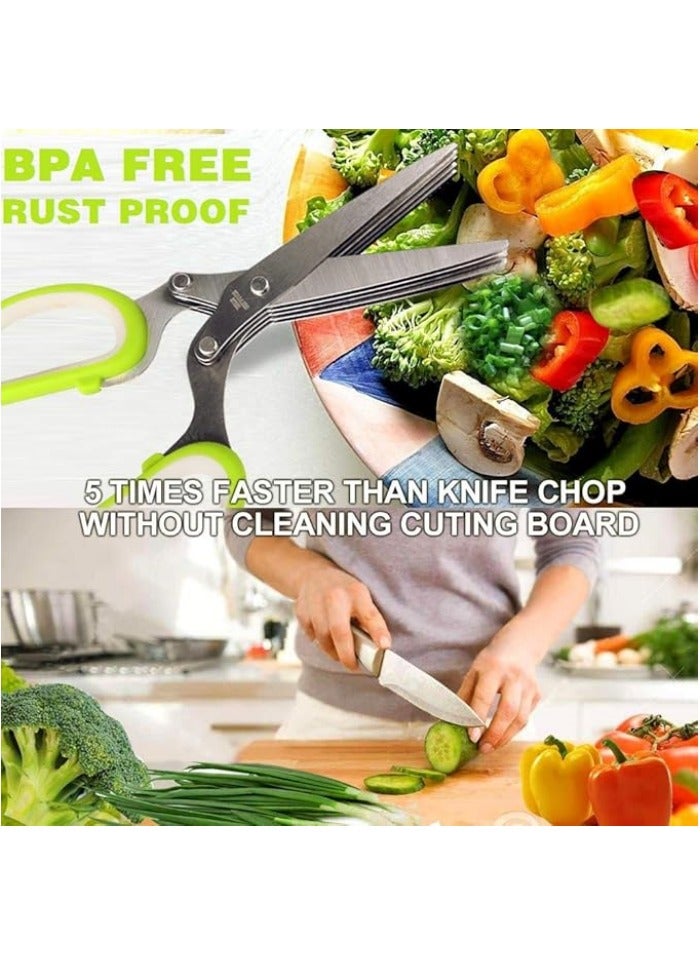 5-Blade Stainless Steel Multi-Purpose Herb Scissors - for Chopping Cilantro, Salad Greens, Paper  Garden Use - Image 3